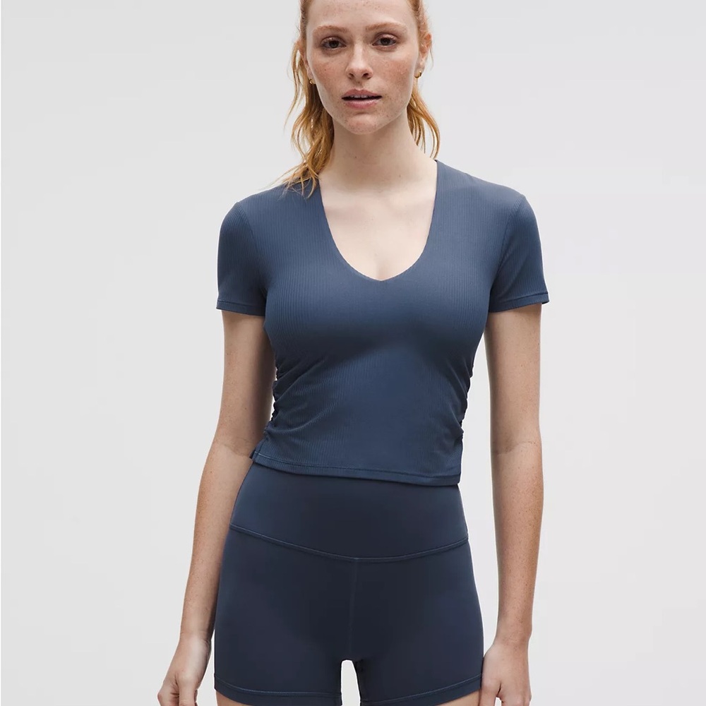 NWT Lululemon All It Takes Ribbed Nulu T-Shirt
B–D Cups, Blue Twill, Size 4